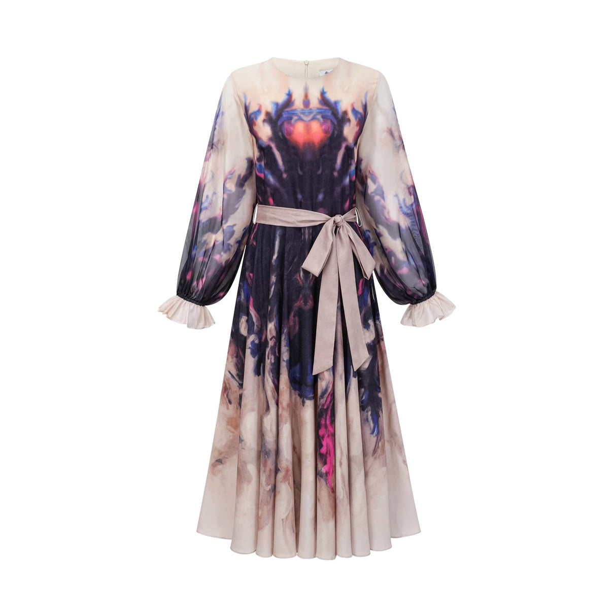 Urbaine smudged graffitiprint silk midi dress