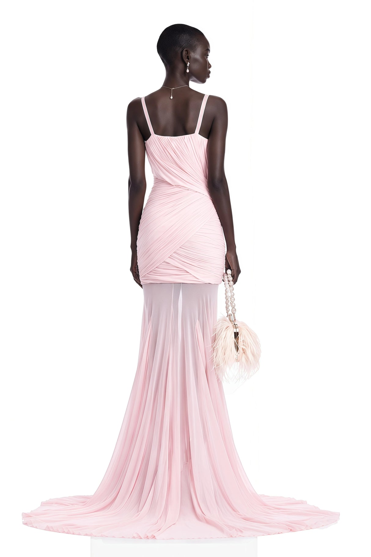 Valentina Pink VNeck Ruched Maxi Dress
