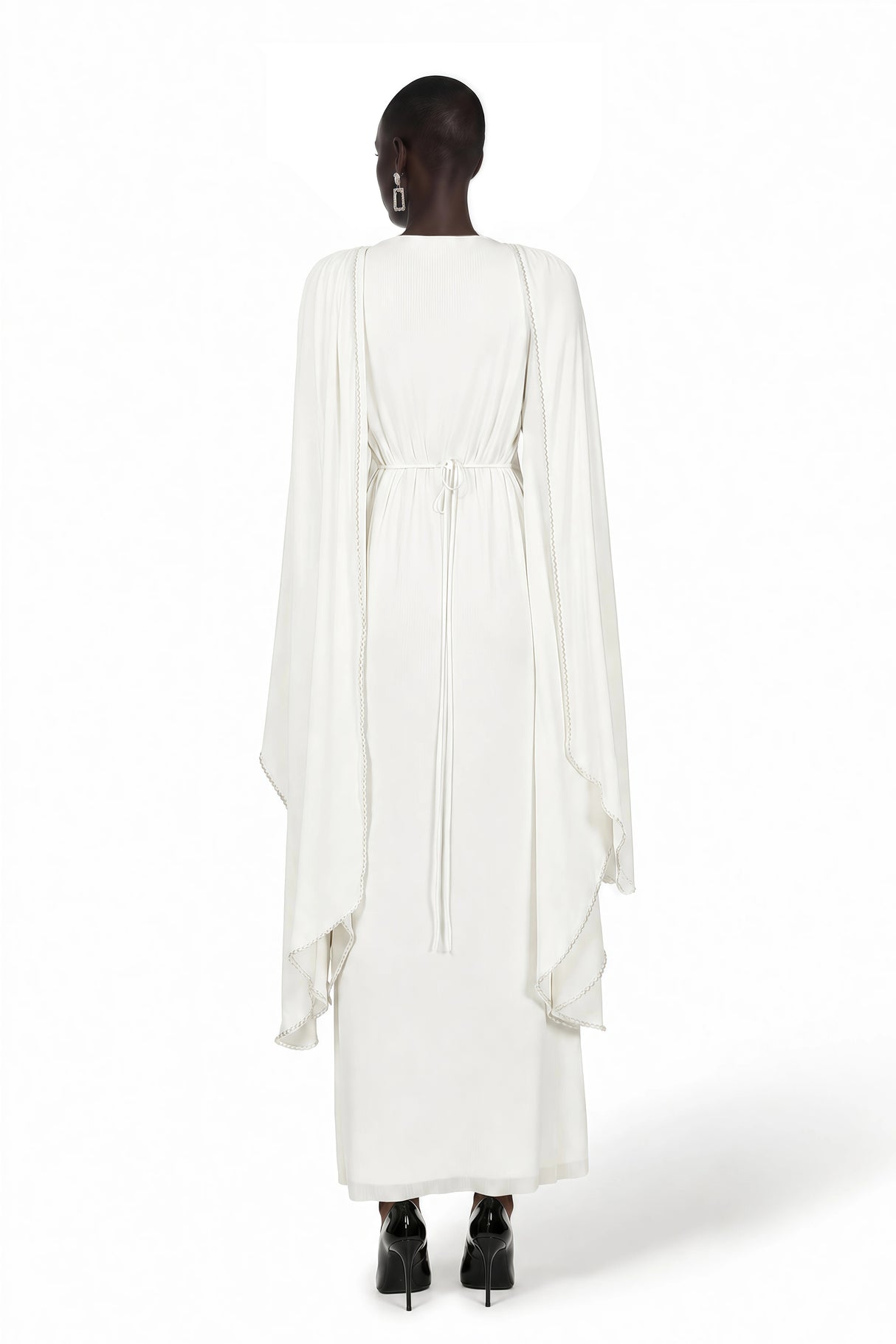 Vanilla White Maxi Dress with Cape Flared Sleeves
