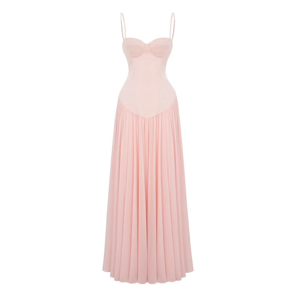 Vasylyna Pink Sweetheart Pleated Maxi Dress