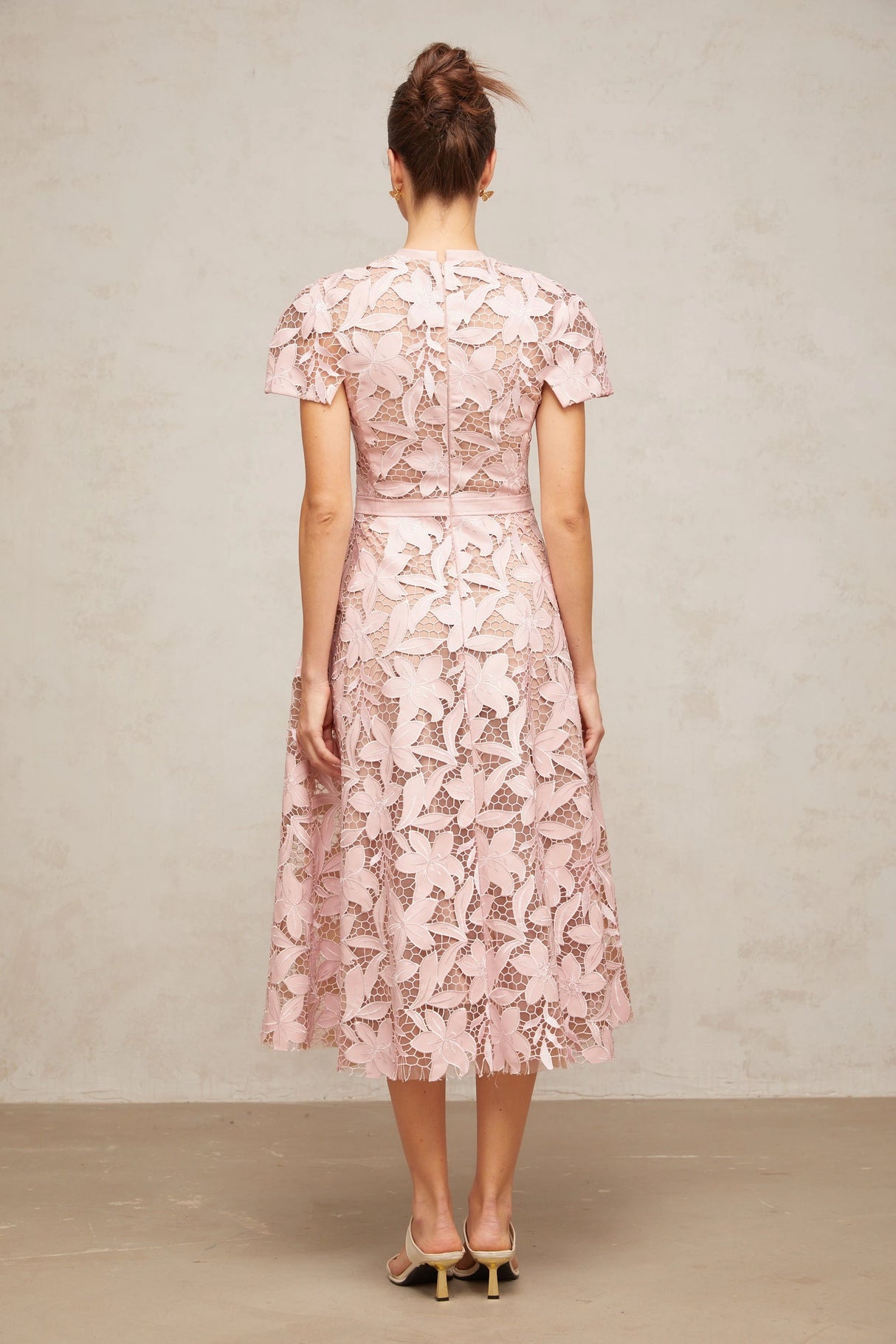 Vérane pink guipurelace midi dress