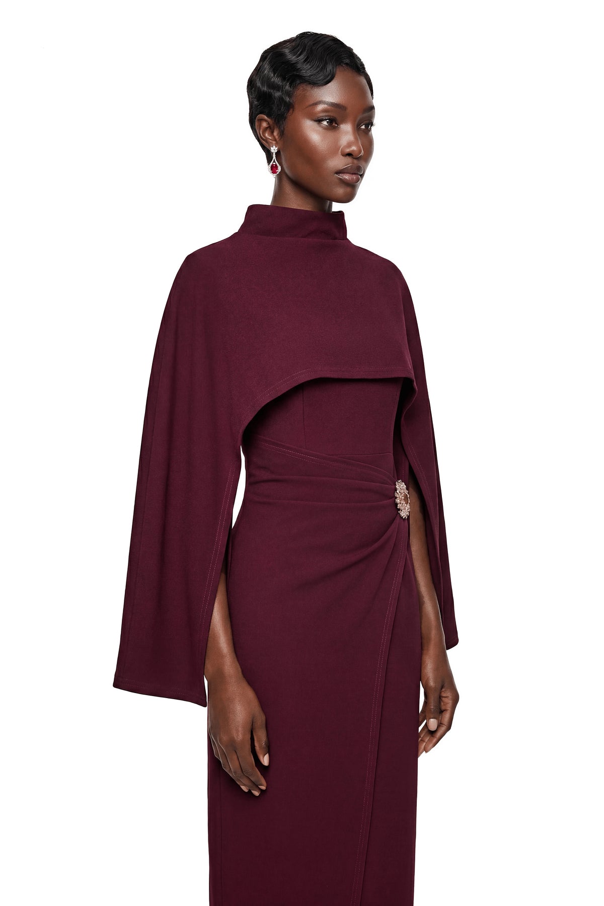 Violet Burgundy Cape Maxi Dress