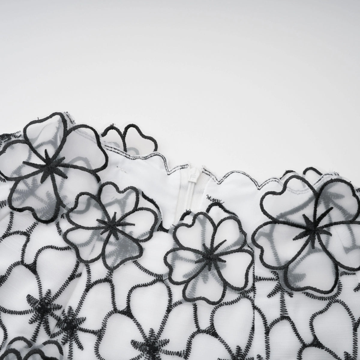 Yaelle White Floral Appliqué Tulle Midi Dress