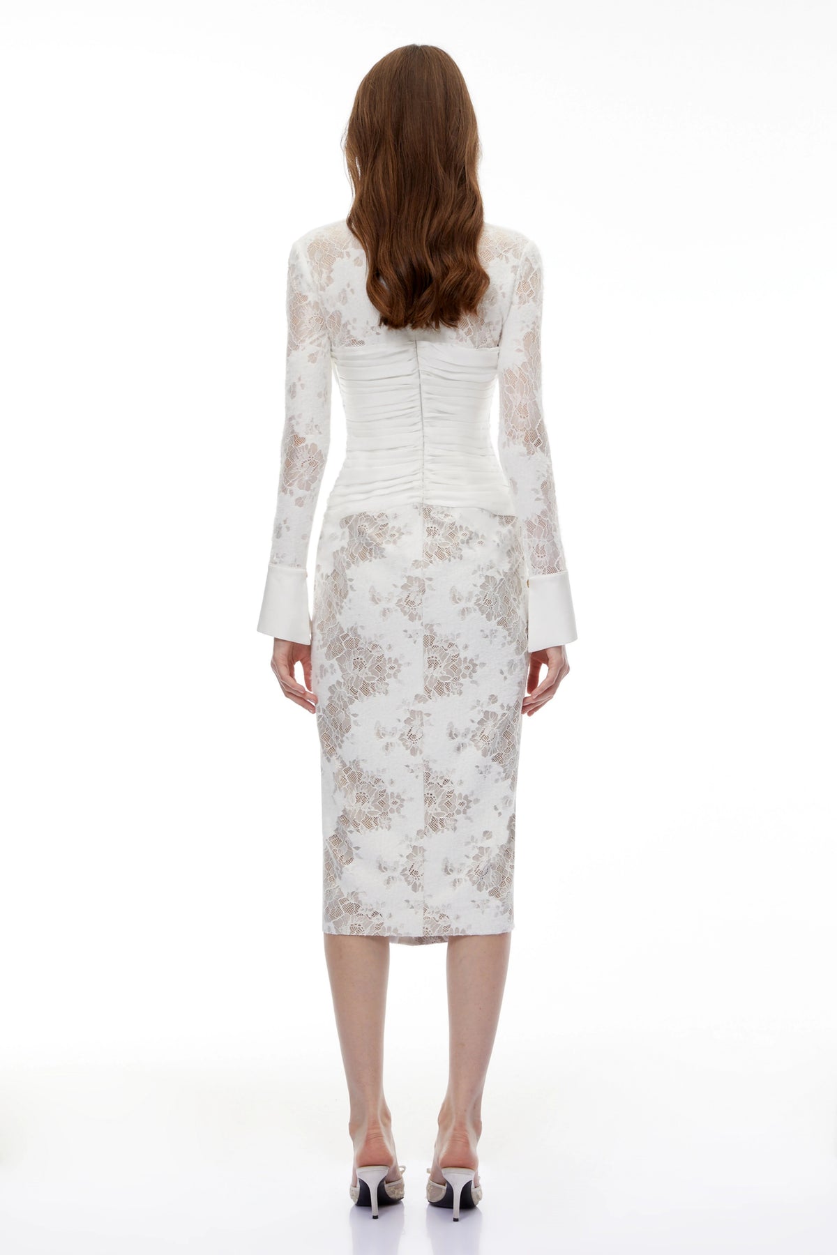 Elisabetta Midi Dress White Floral Lace Wrap
