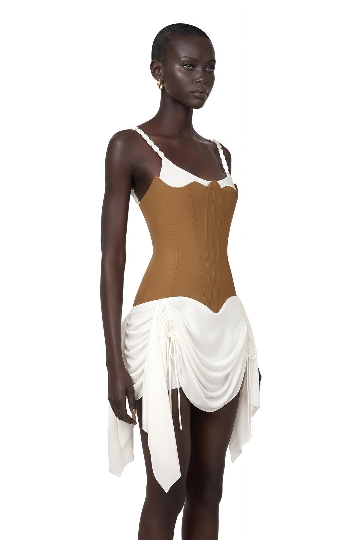 Annetta Mini Dress Brown Bustier Panel