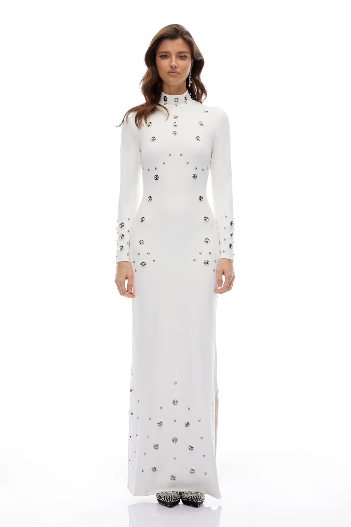Charlotte Maxi Dress High Neck Studded