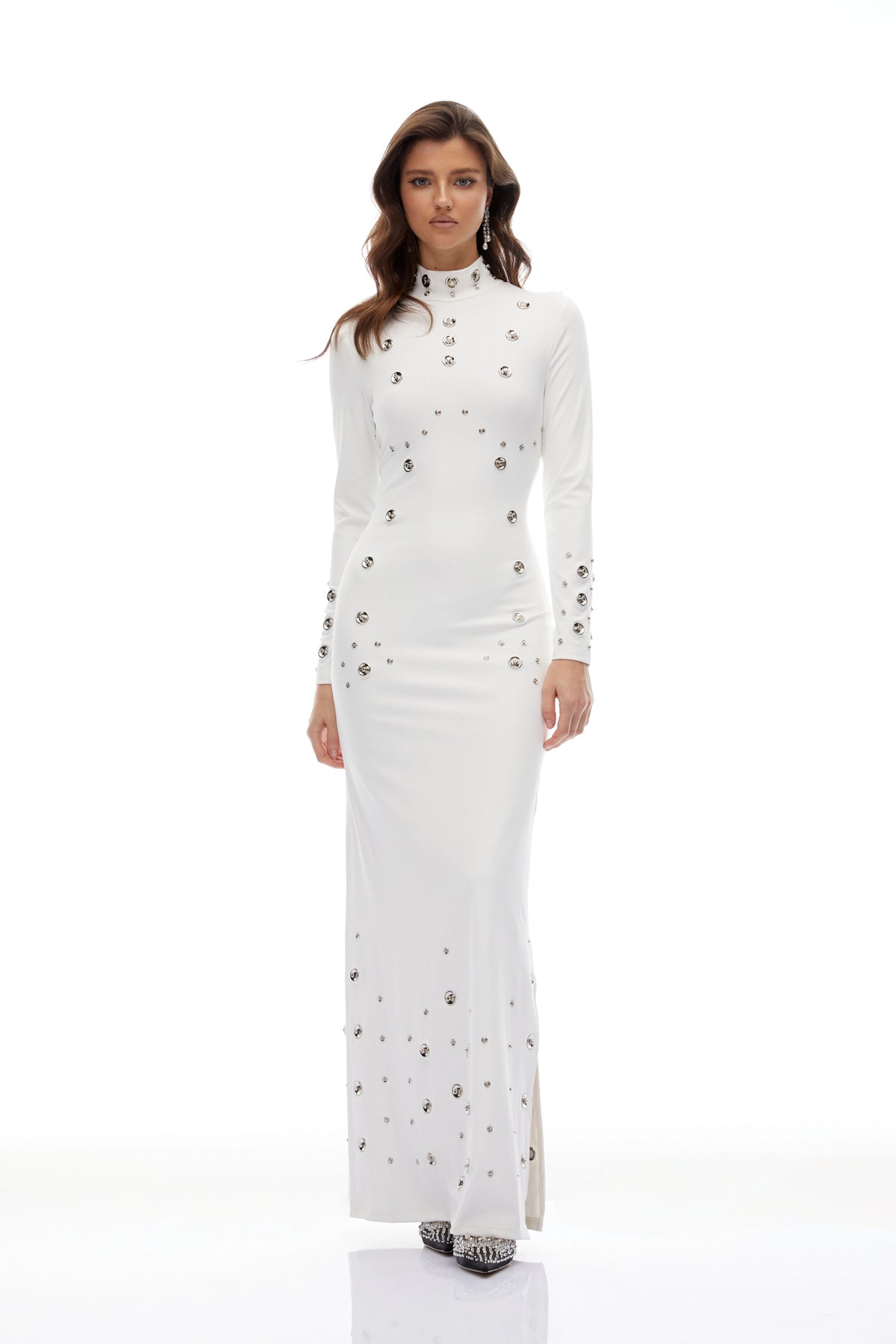 Charlotte Maxi Dress High Neck Studded
