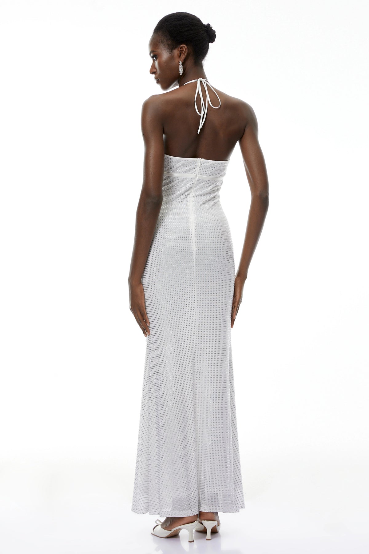 Rosangela Maxi Dress Silver Rhinestone Embellished