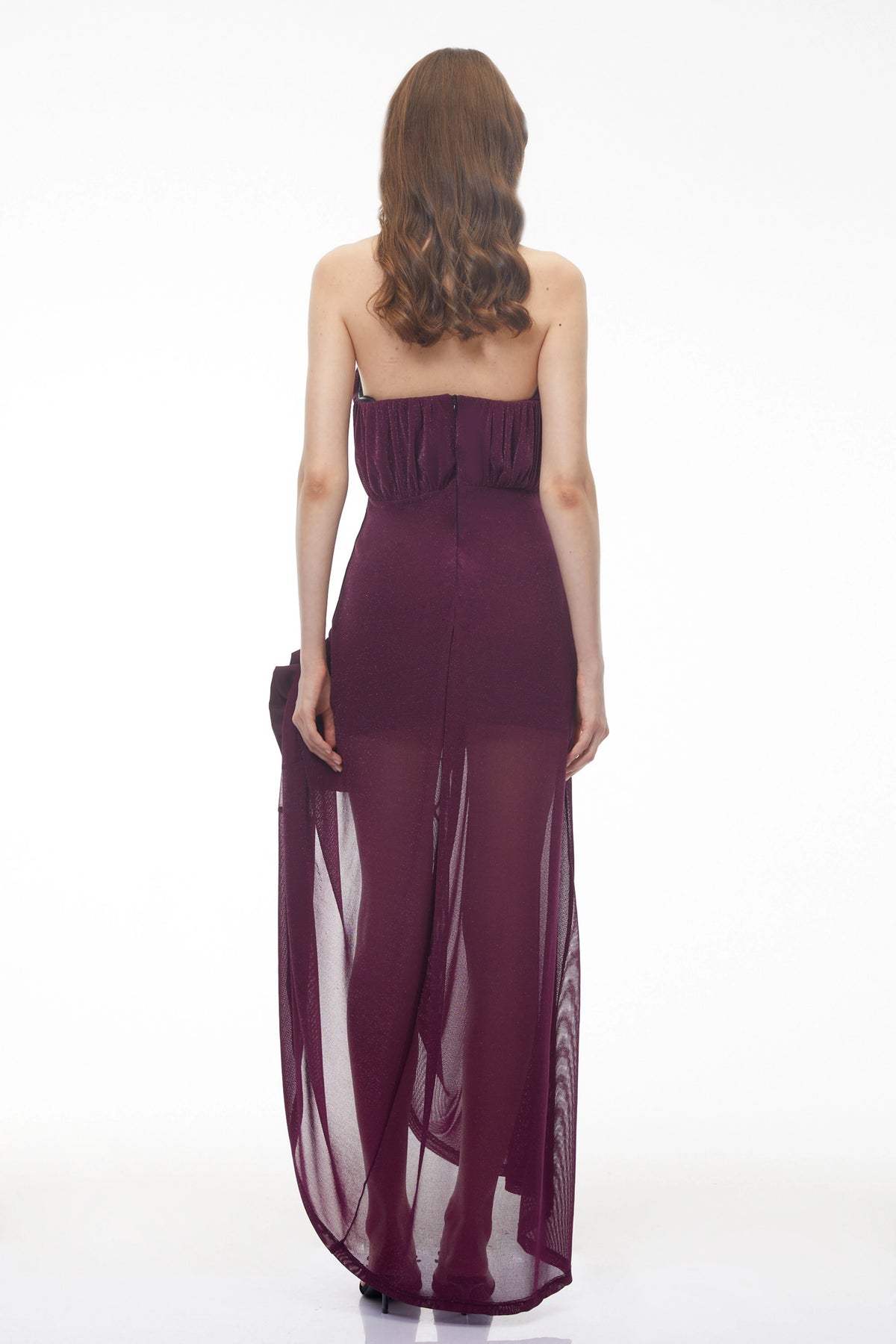 Leona Maxi Dress Purple Asymmetrical with 3D Petals