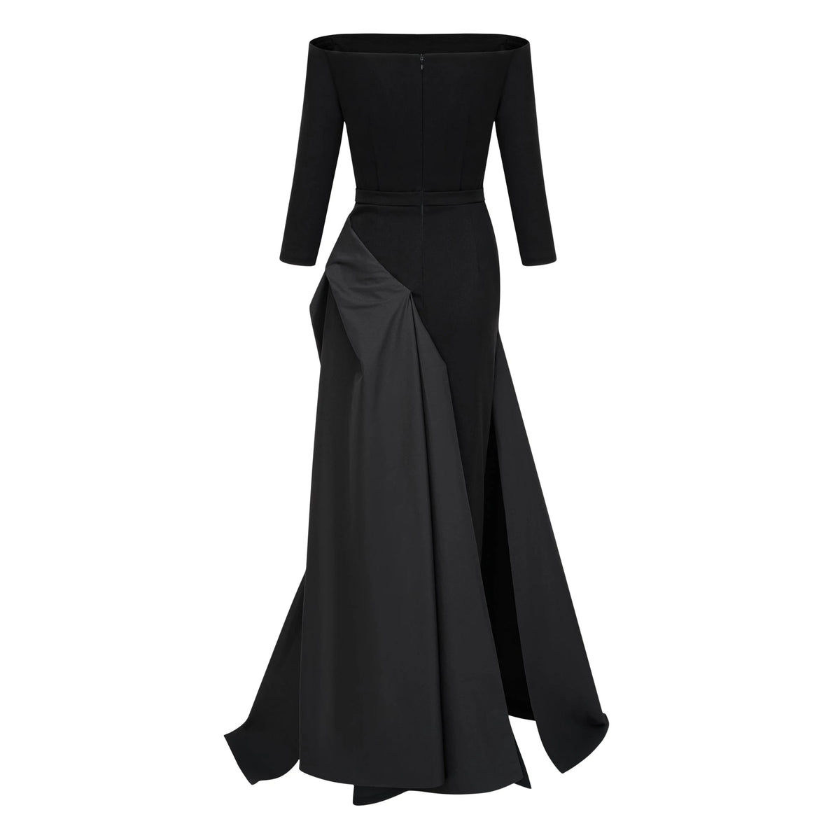 Jayla Maxi Dress Black Off-Shoulder with High Thigh Slit