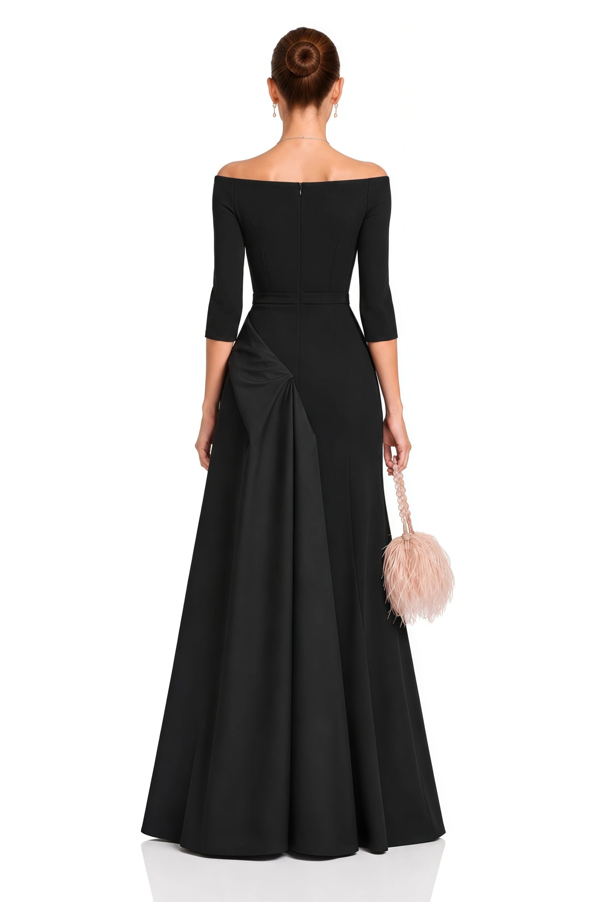 Jayla Maxi Dress Black Off-Shoulder with High Thigh Slit
