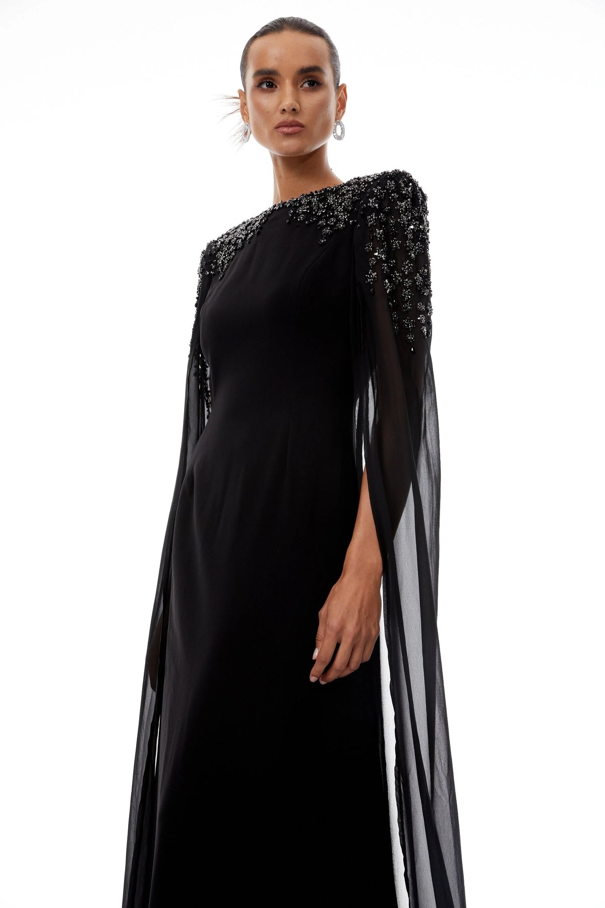 Eulalia Black Embellished Maxi Gown