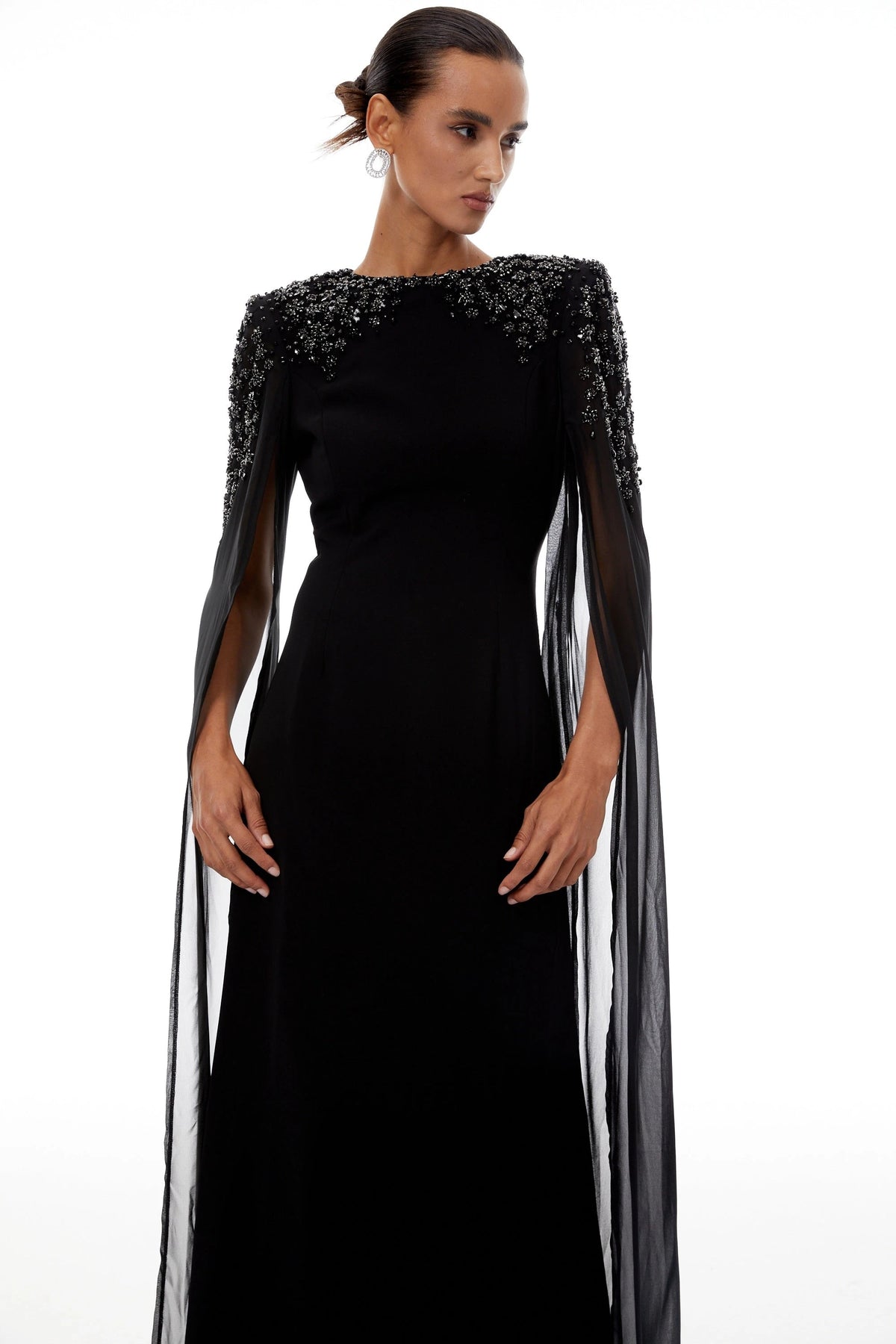 Eulalia Black Embellished Maxi Gown