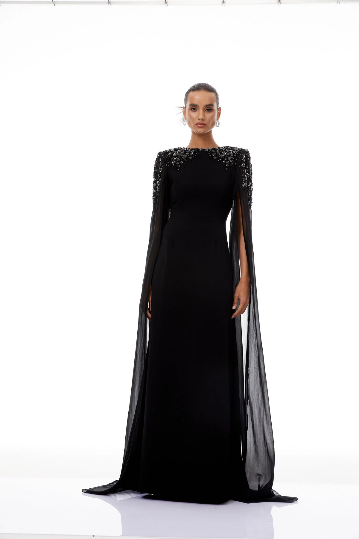 Eulalia Black Embellished Maxi Gown