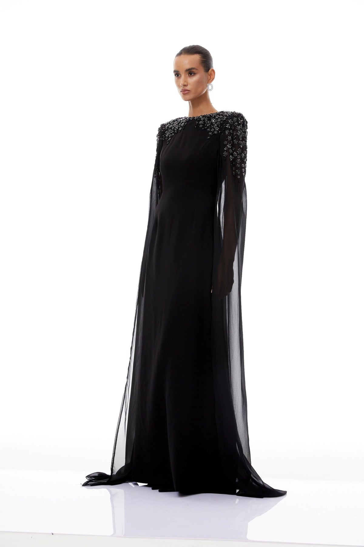 Eulalia Black Embellished Maxi Gown