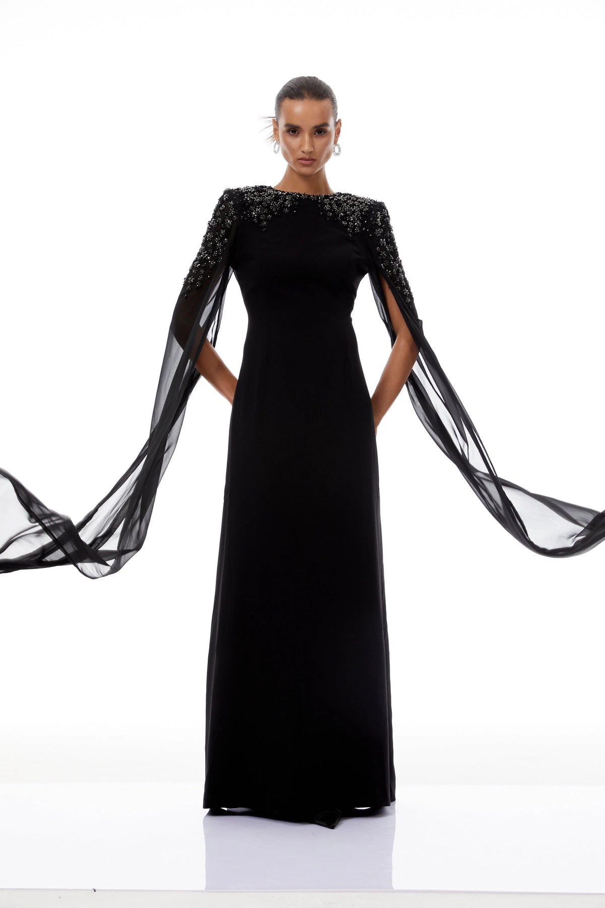 Eulalia Black Embellished Maxi Gown