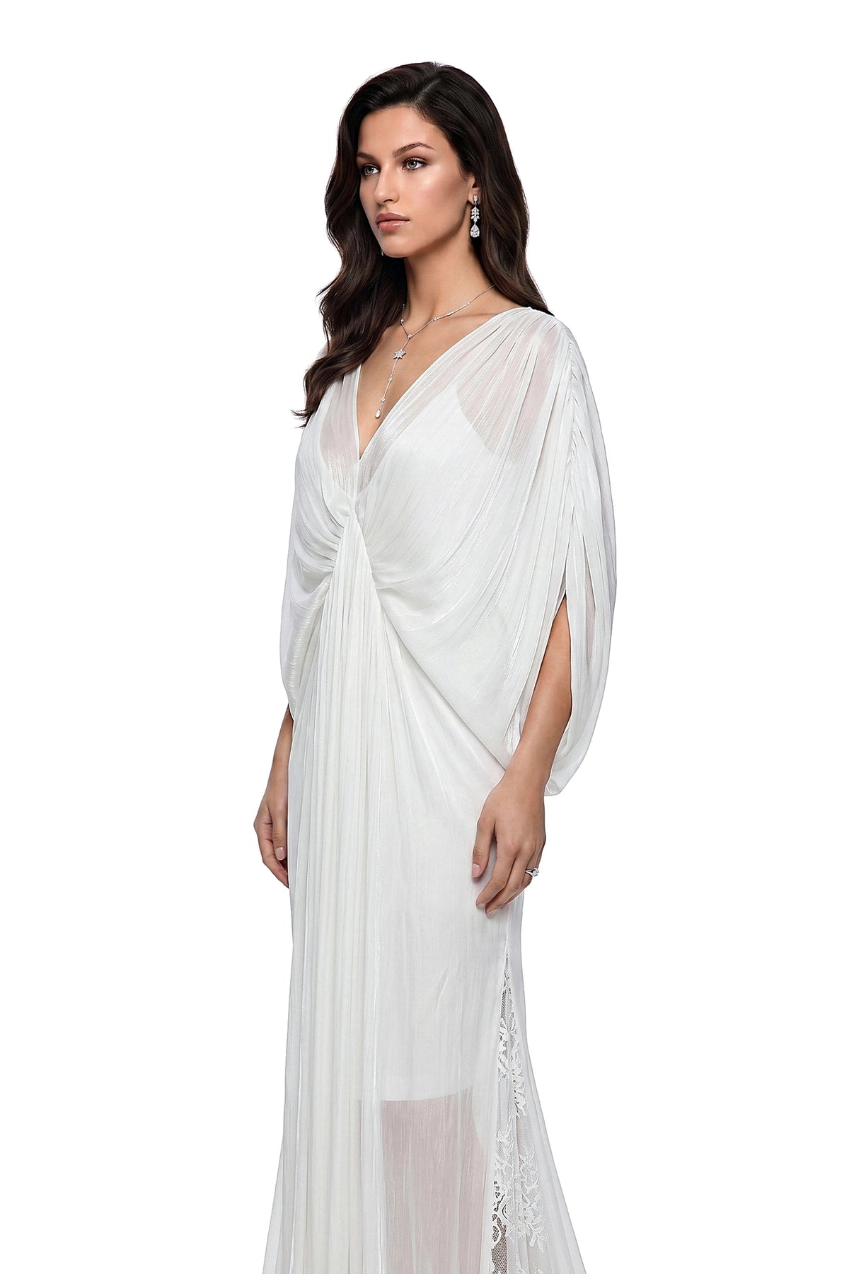 Hailey Maxi Dress White Backless Tulle Ruched