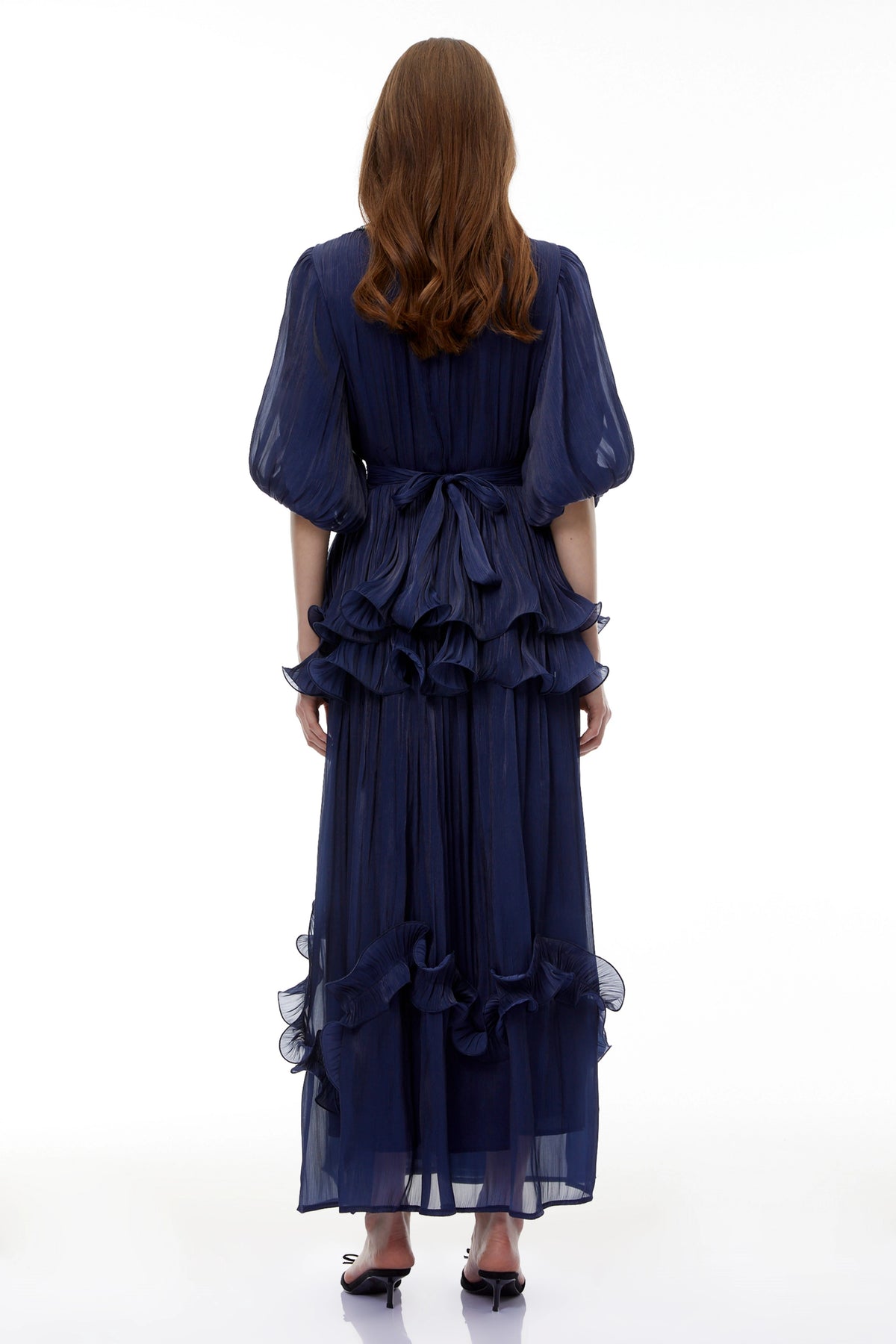 Simona Maxi Dress Blue Embellished Pleated