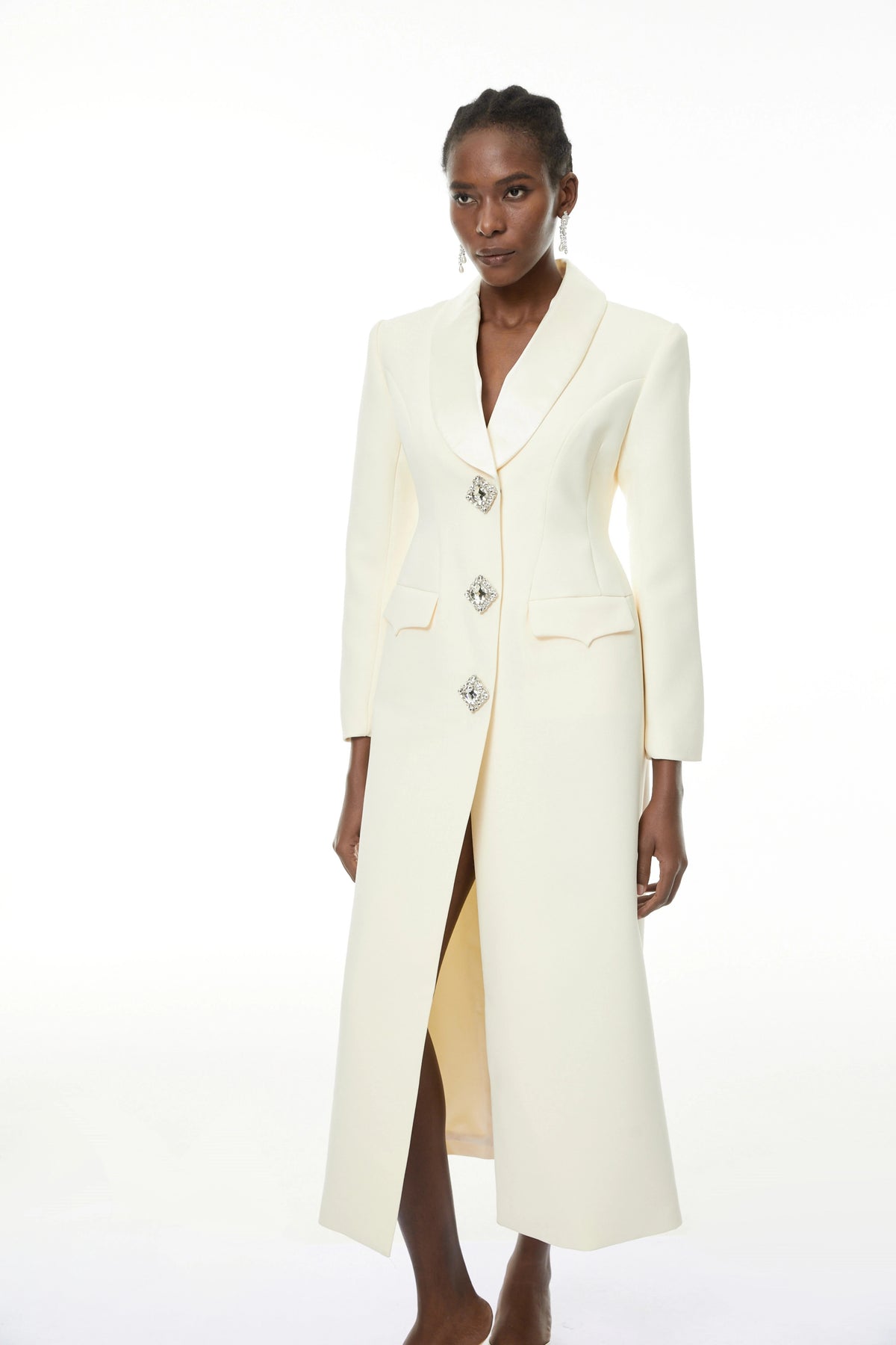 Alice Neutrals Crystal-buttoned Coat