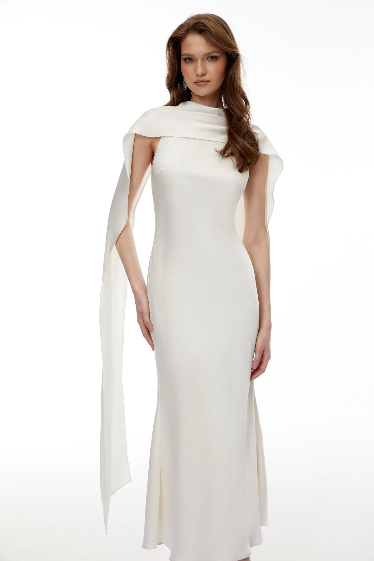 Willow Midi Dress Cream White Foldover