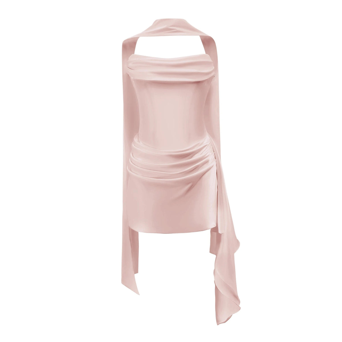 Ornella Mini Dress Pink Ruched Ribbon Detail