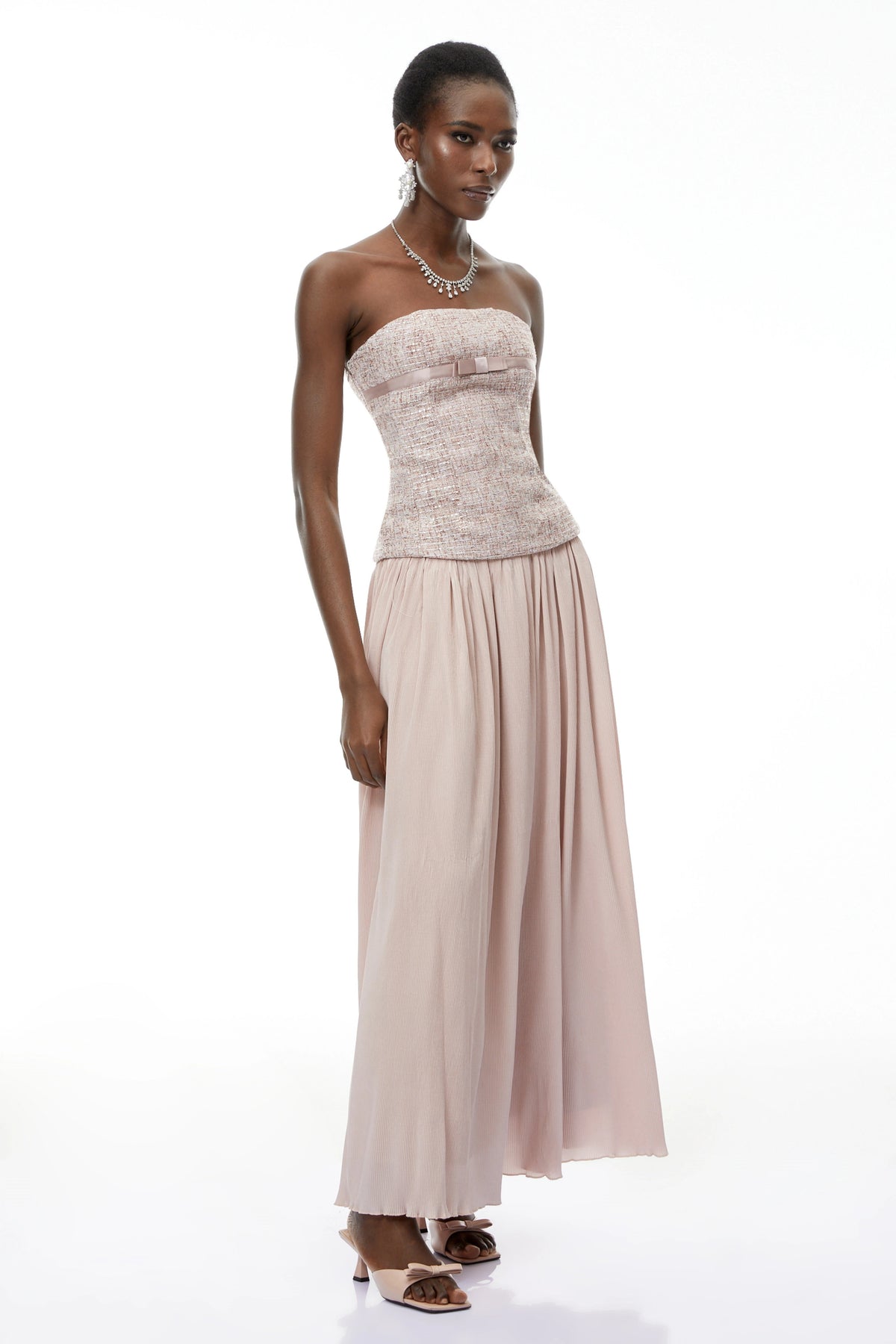 Oakley Maxi Dress Pink Off Shoulder Ruched