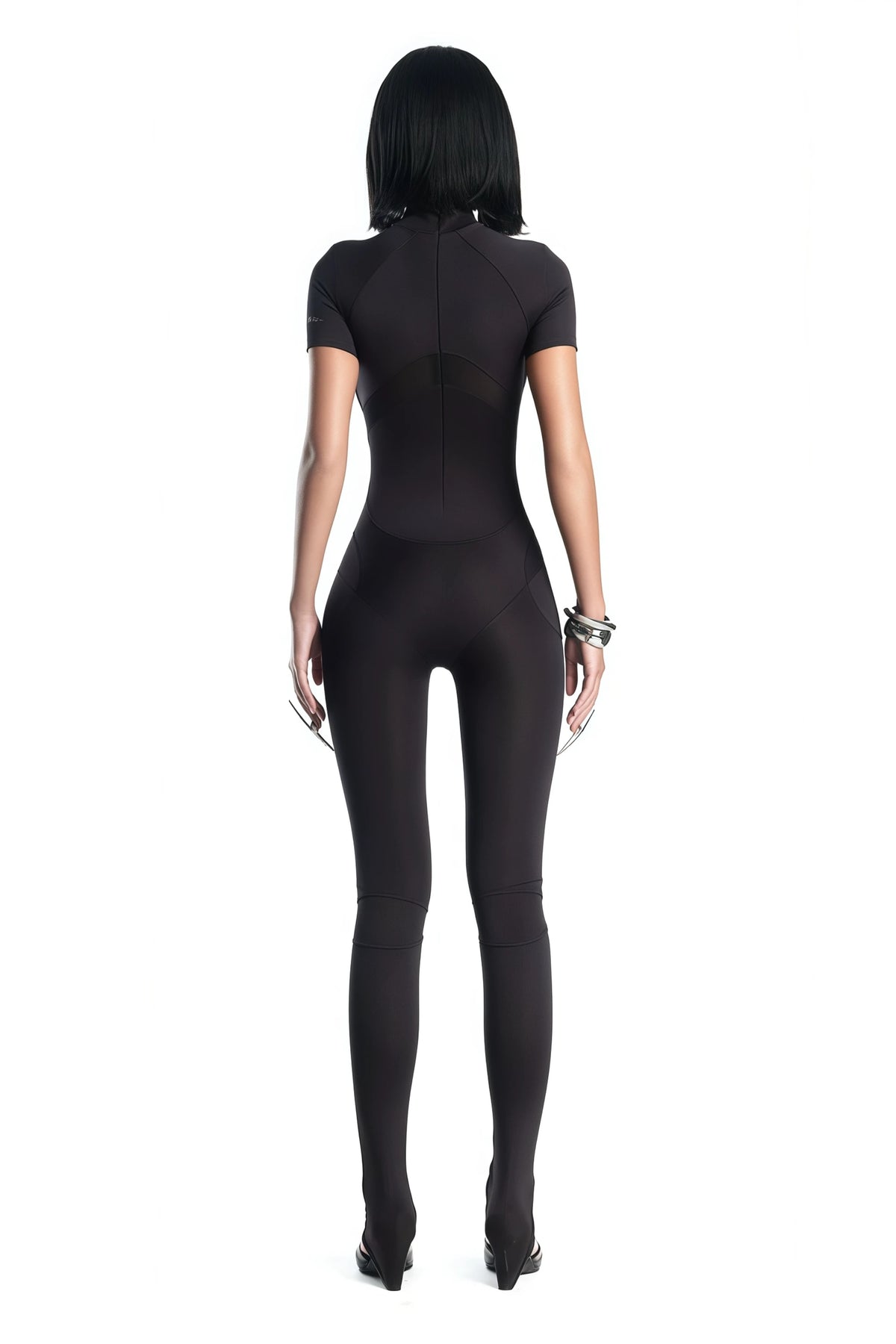 Daniela Black Short Sleeve Catsuit