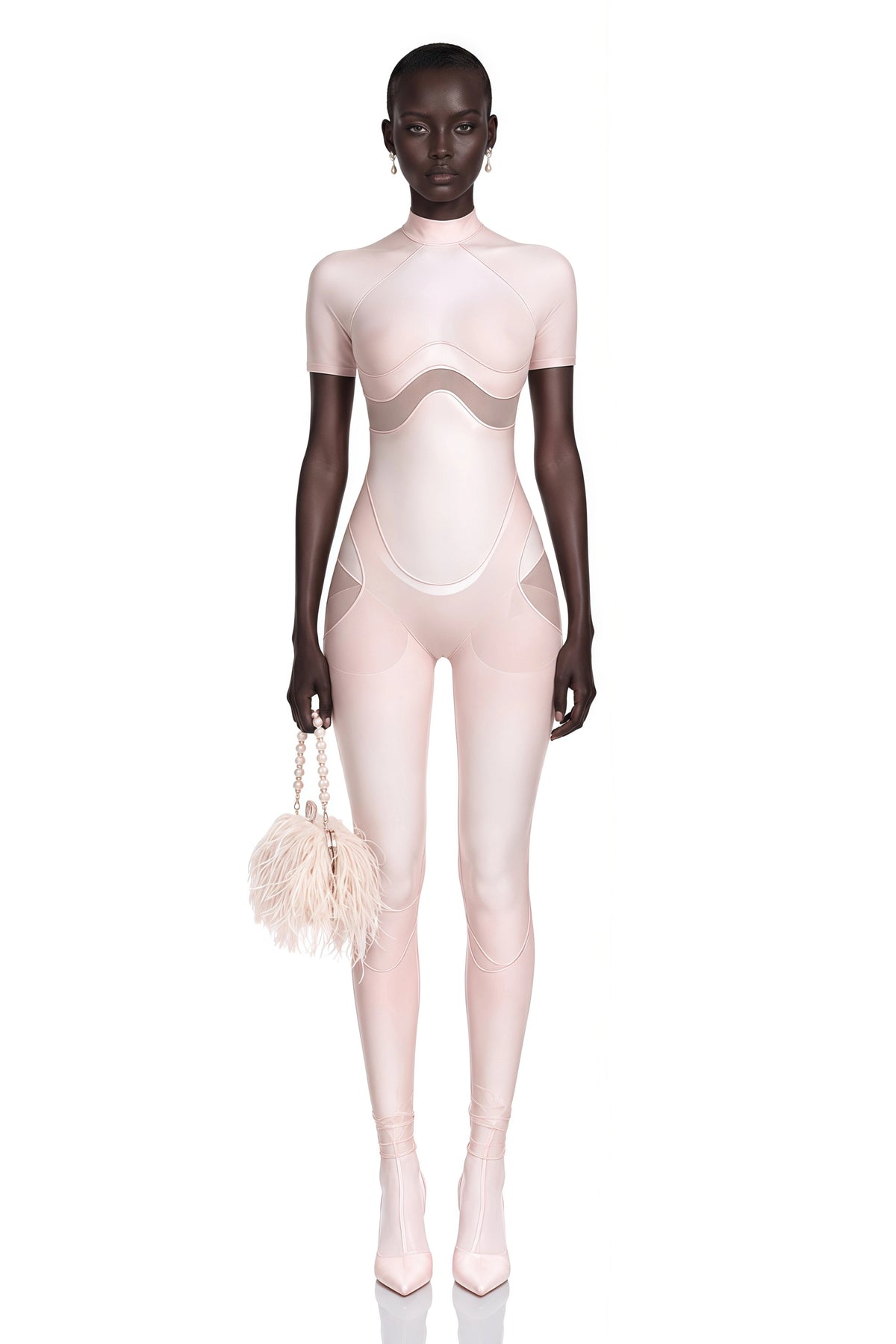 Agnese Pink Short Sleeve Catsuit