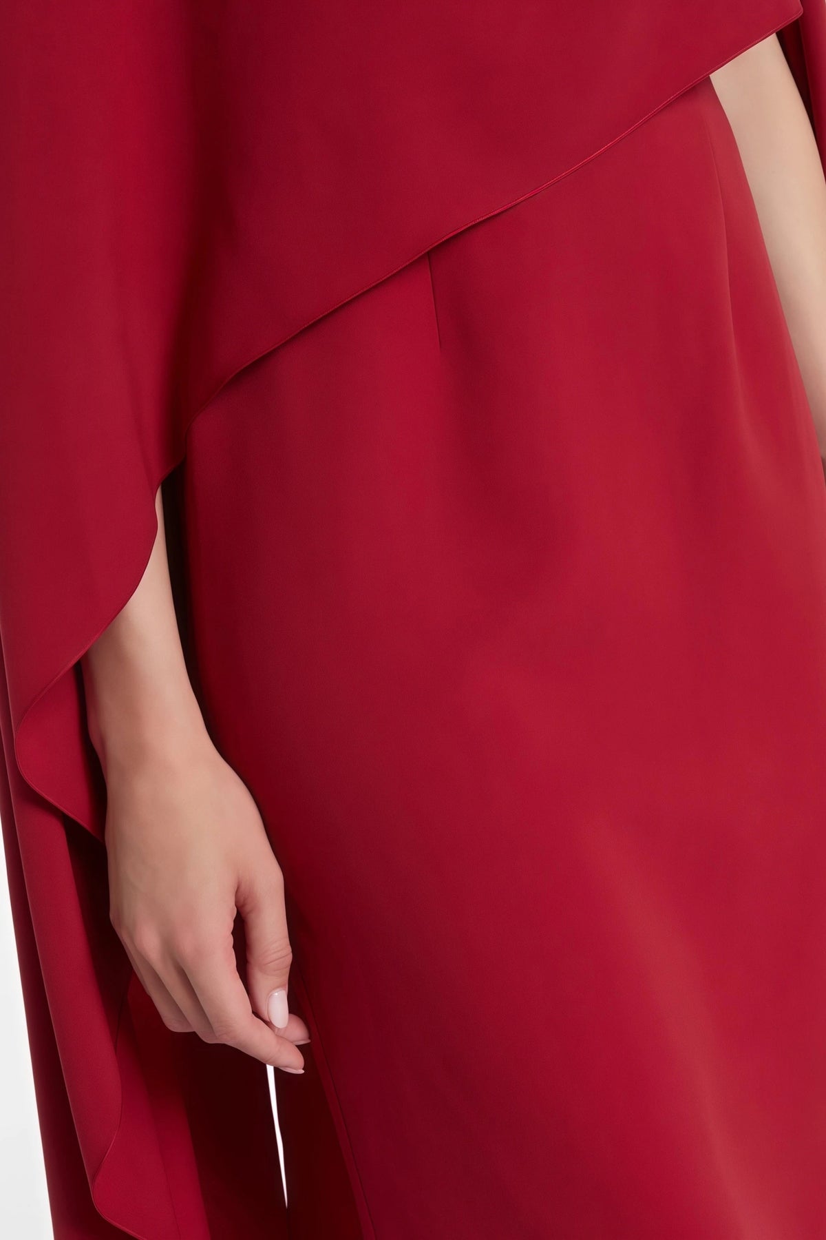 Guendalina Maxi Dress Red Draped Cape