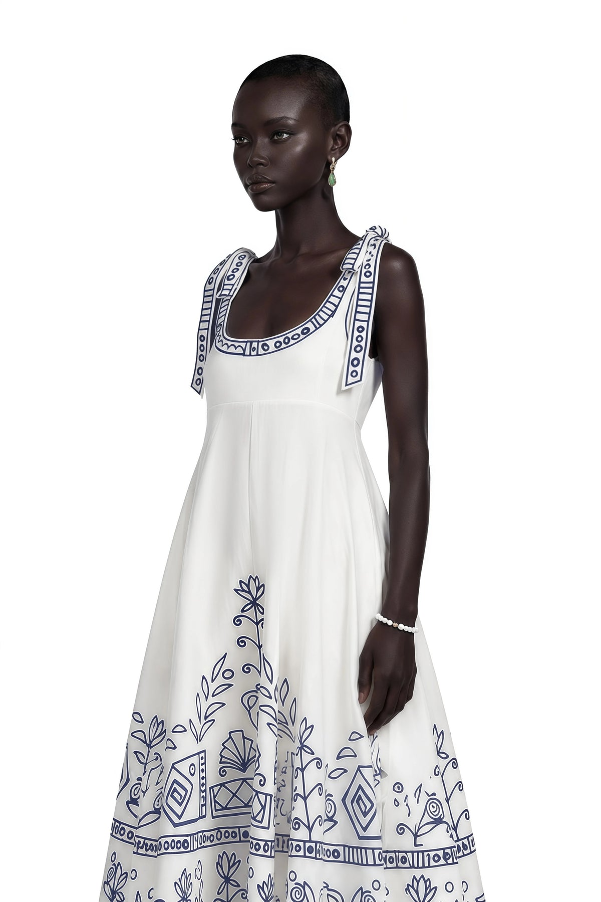 Corinna Maxi Dress White Color Block Print