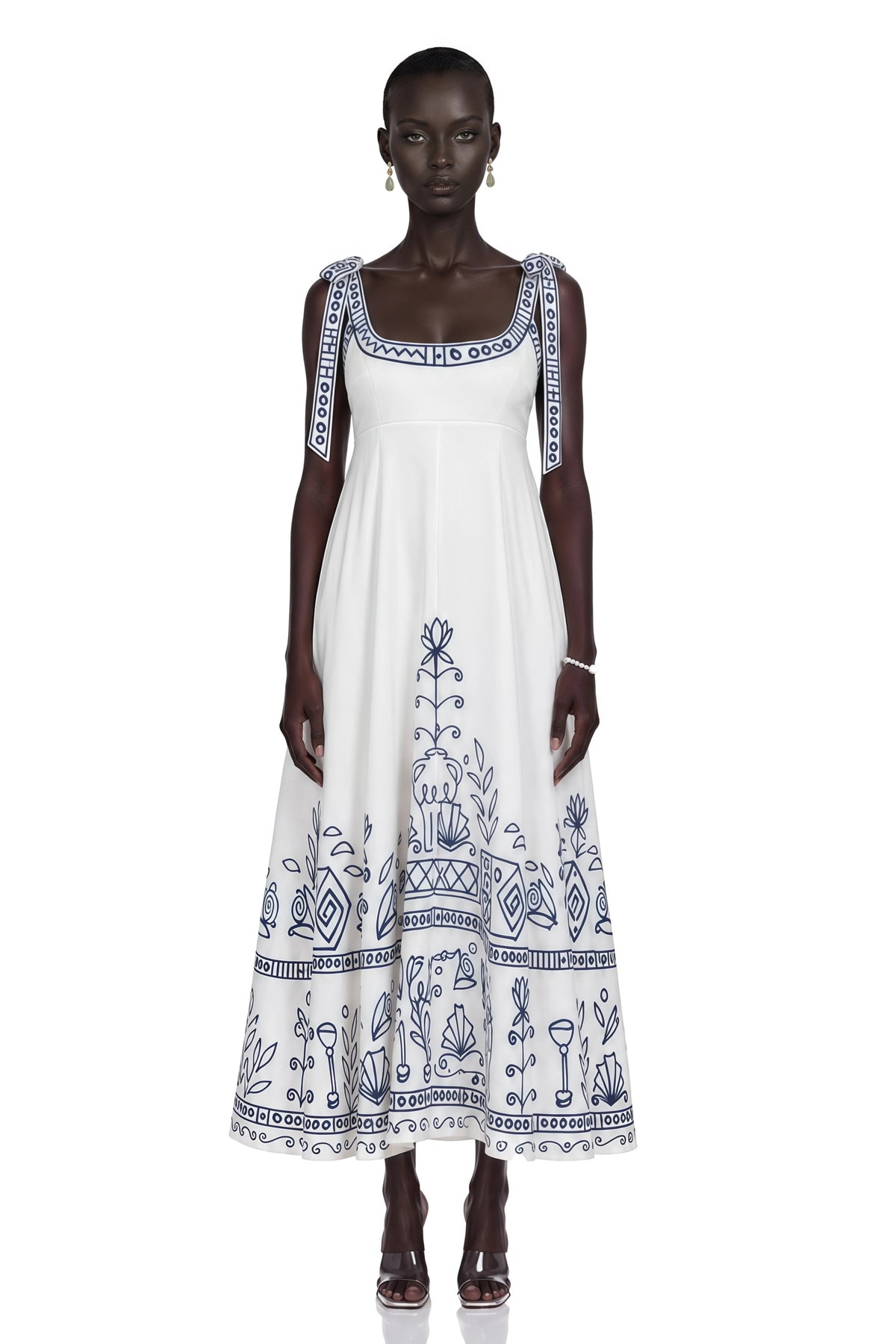 Corinna Maxi Dress White Color Block Print