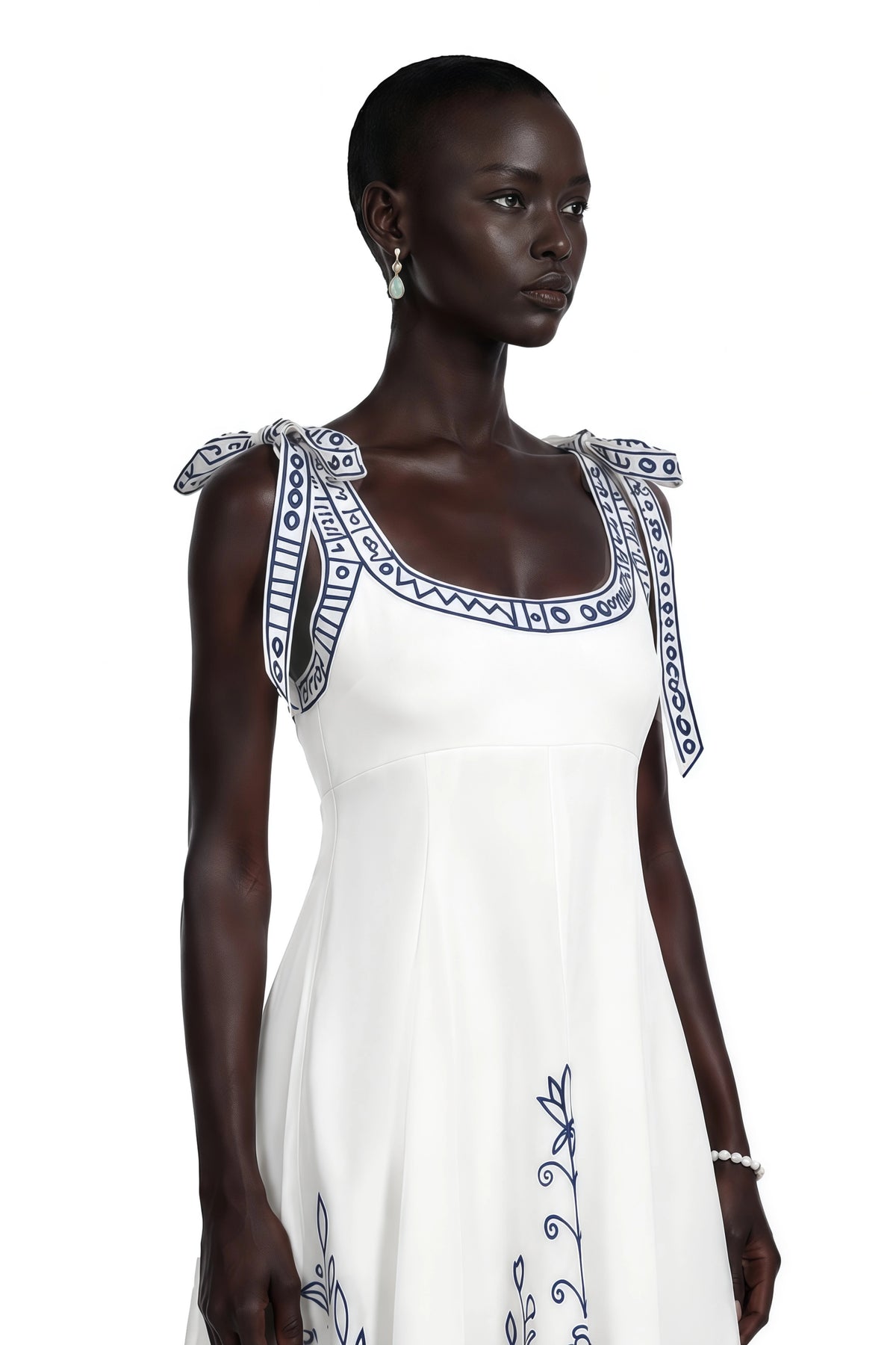 Corinna Maxi Dress White Color Block Print