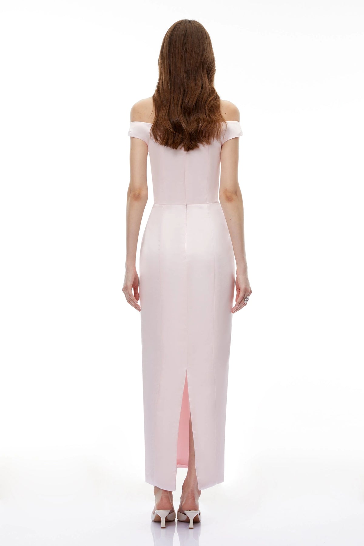 Mckenna Maxi Dress Pink Off Shoulder with 3D Petals