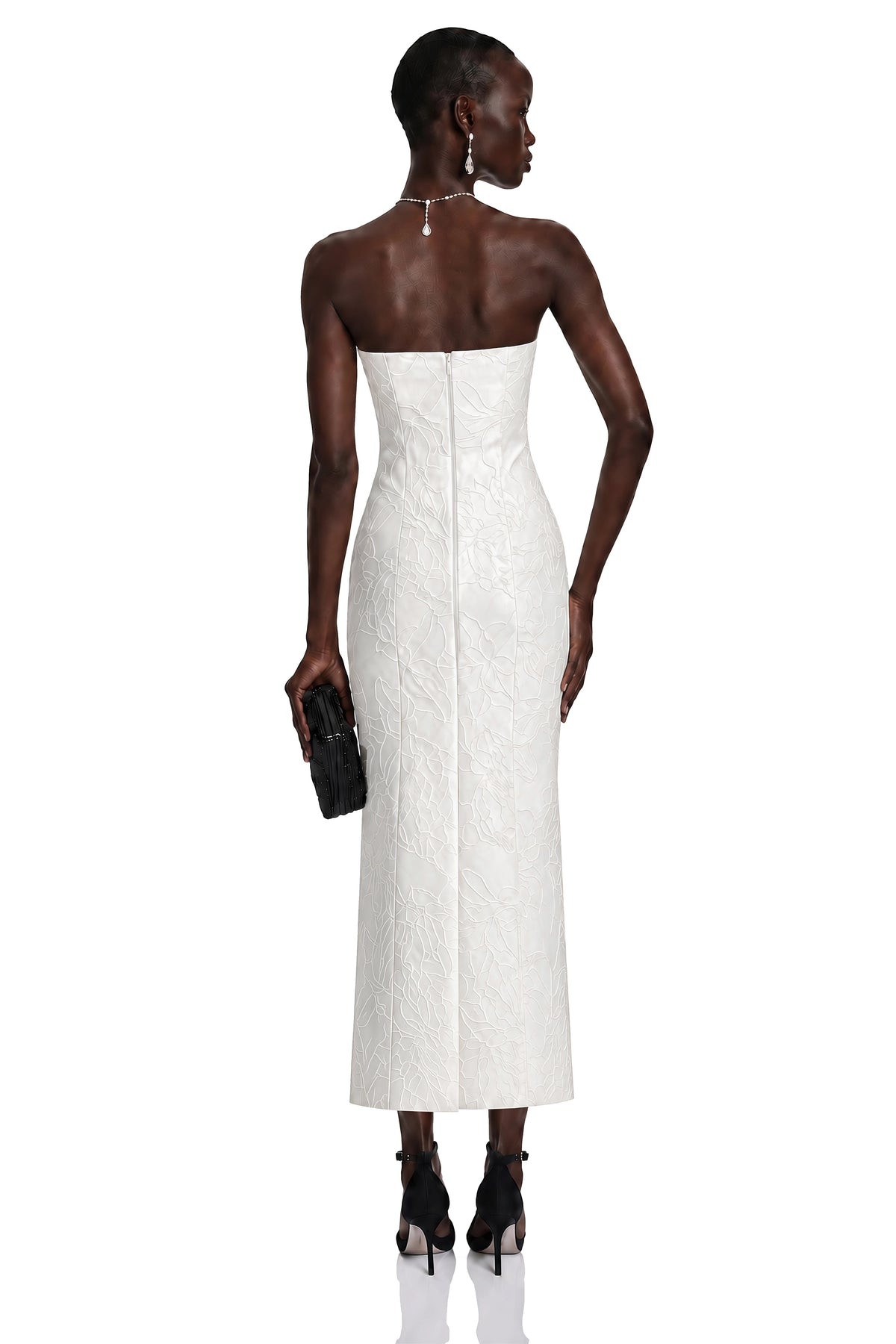 Caterinella Maxi Dress White Satin & Cape Set