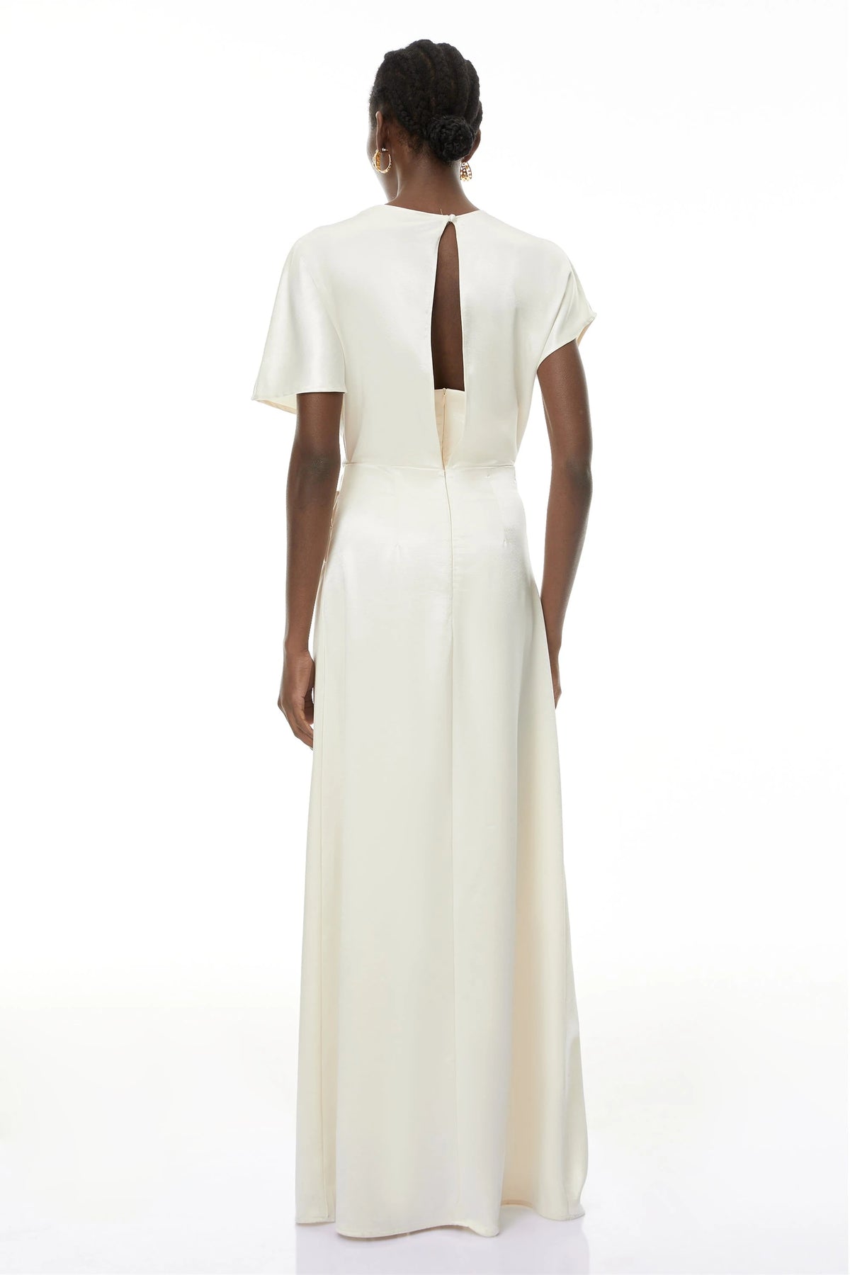 Serenity Maxi Dress White Asymmetrical Glossy