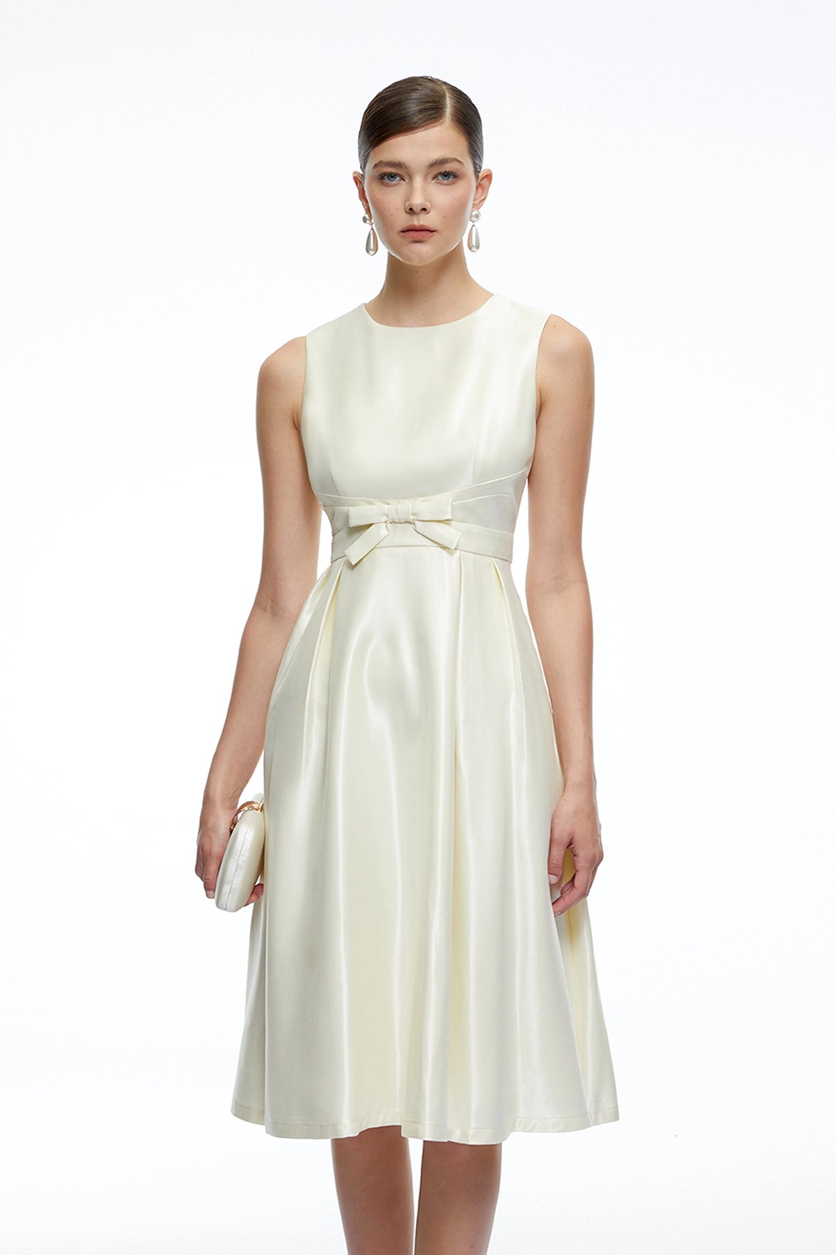 White A-line midi dress suitable for a UK graduation ceremony
