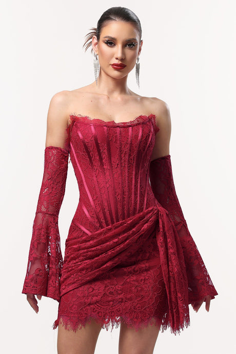 Jacqueline van Hoef Off the Shoulder Dress in Red