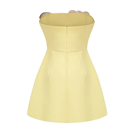 Abigail Yellow Floral Embroidered Mini Dress