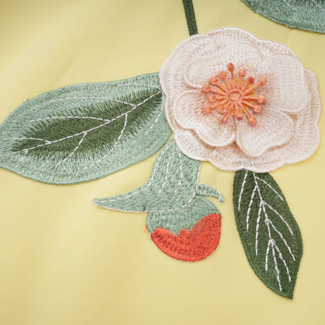 Abigail Yellow Floral Embroidered Mini Dress