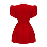 Acharya Red Shawl Lapel Mini Dress