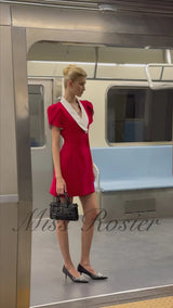 Acharya Red Shawl Lapel Mini Dress
