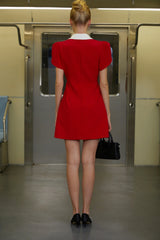 Acharya Red Shawl Lapel Mini Dress