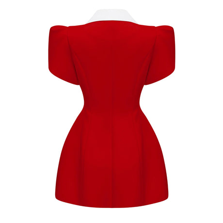 Acharya Red Shawl Lapel Mini Dress