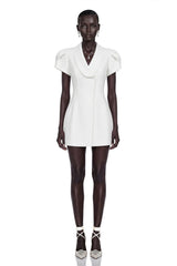 Acharya White Shawl Lapel Mini Dress