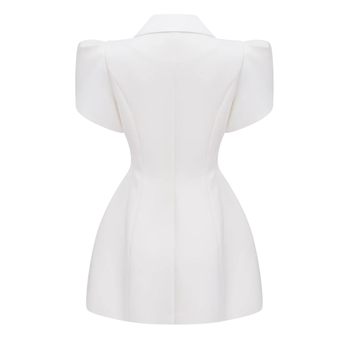 Acharya White Shawl Lapel Mini Dress