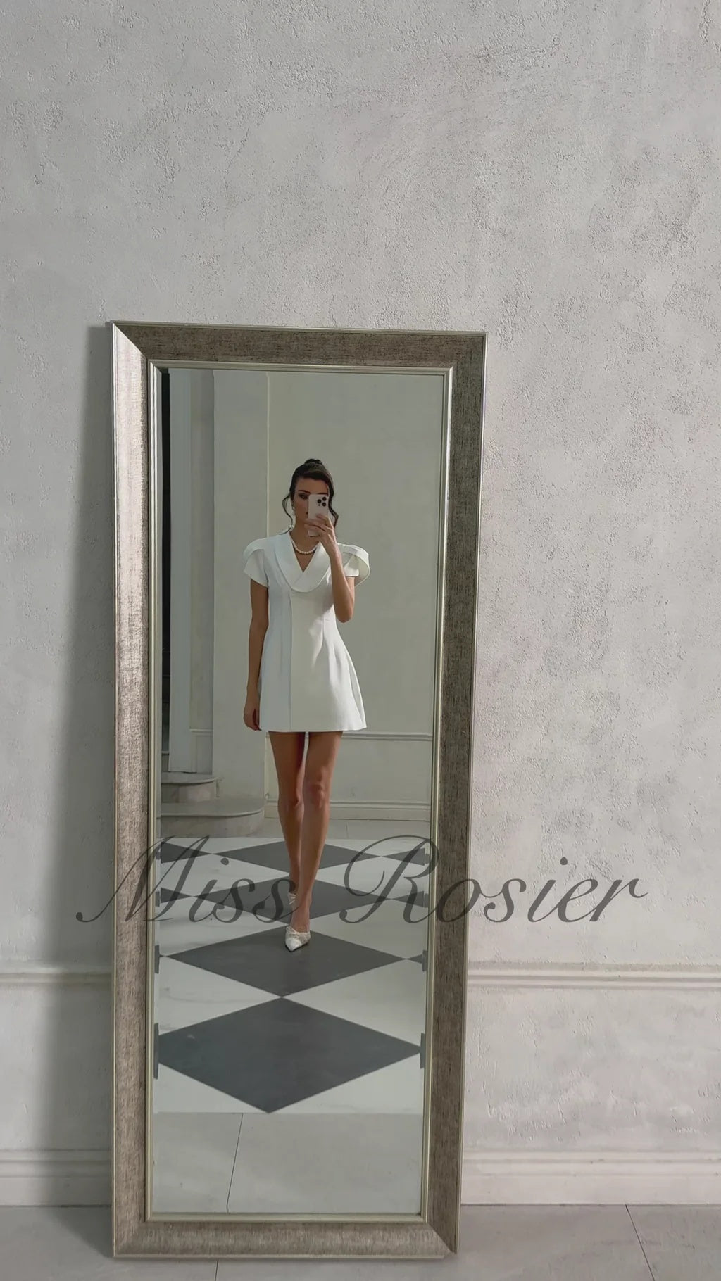 Acharya White Shawl Lapel Mini Dress