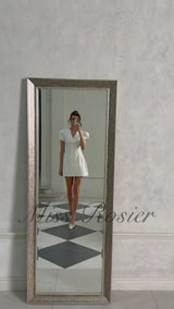 Acharya White Shawl Lapel Mini Dress