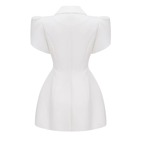 Acharya White Shawl Lapel Mini Dress