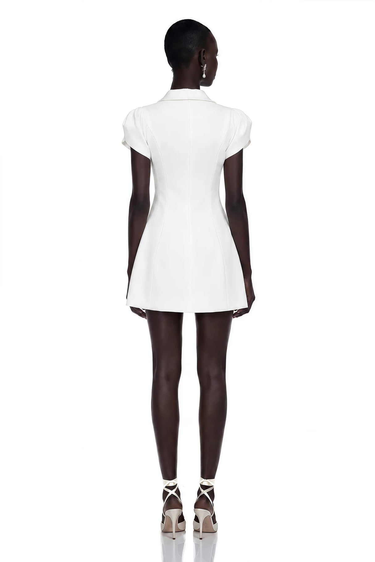 Acharya White Shawl Lapel Mini Dress