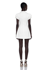 Acharya White Shawl Lapel Mini Dress